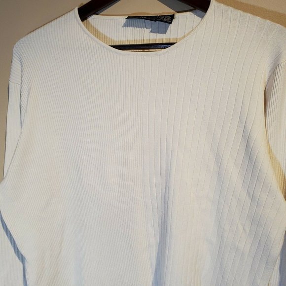 2 Women's Knit Tops ANDREA VICCARO LARGE White Plus Black Long Sleeve EZ Blended - Picture 2 of 11